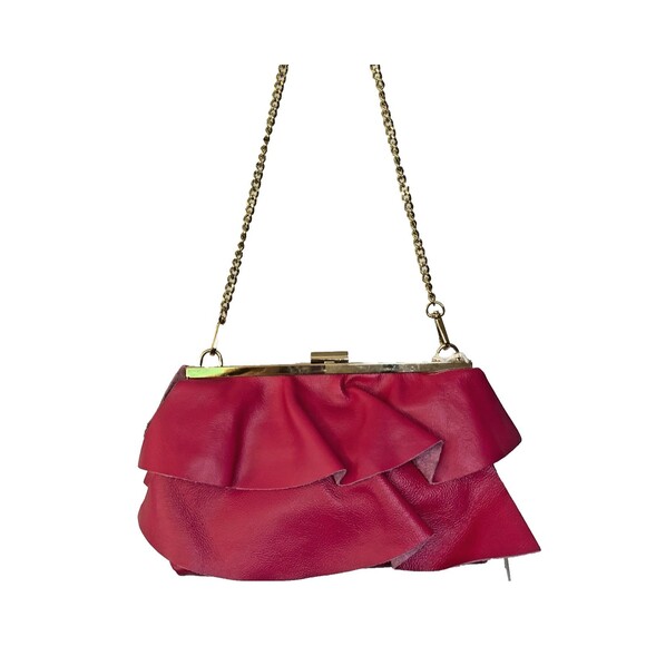 Fiordaliso Made In Italy Pink Leather Layered Clutch Crossbody Bag - Picture 2 of 16